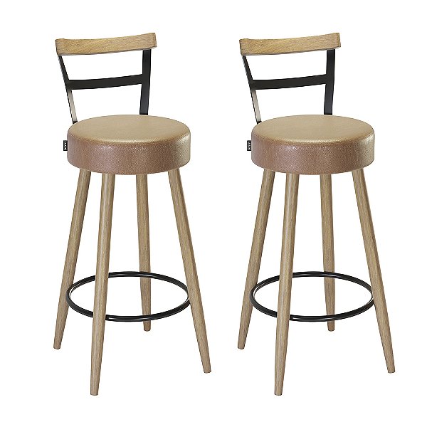 Kit 2 Banquetas Moscou Pés Palito Courissimo Amarula Salaone