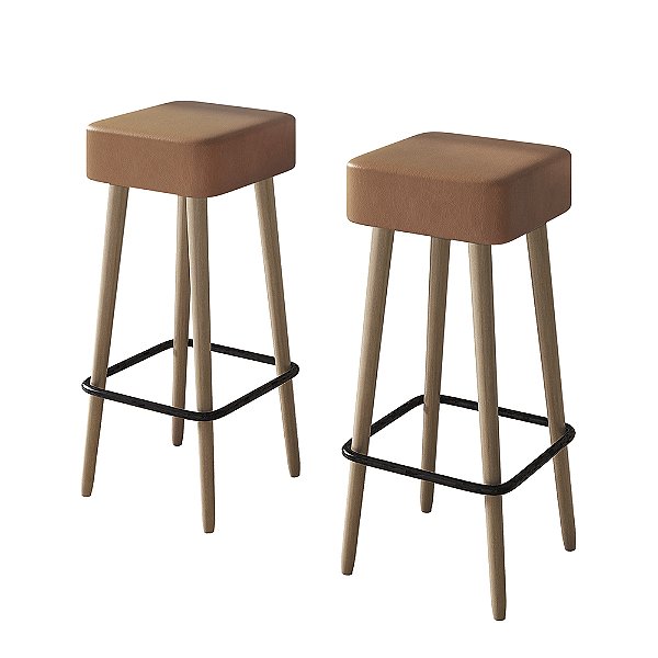 Kit 2 Banquetas Pés Palito Dubai Courissimo Amarula Salaone