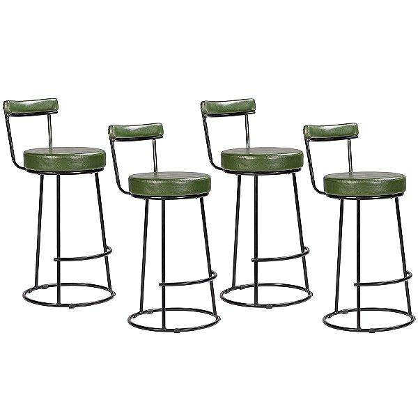 Kit 4 Banqueta Miami Base Metal Courissimo Verde Salaone