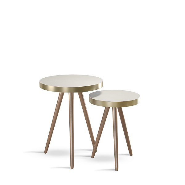 Kit Mesa Bistrô Malaga Pés Palito Courissimo Off Champanhe