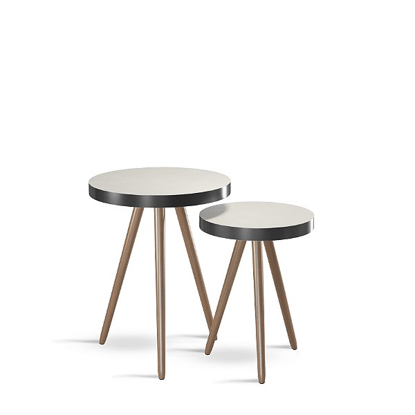 Kit Mesa Bistrô Malaga Pés Palito Courissimo Off White Preto