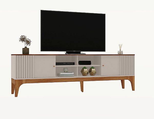 Bancada Rack Para TV Florença 2.0 Matte / Off White Grappa