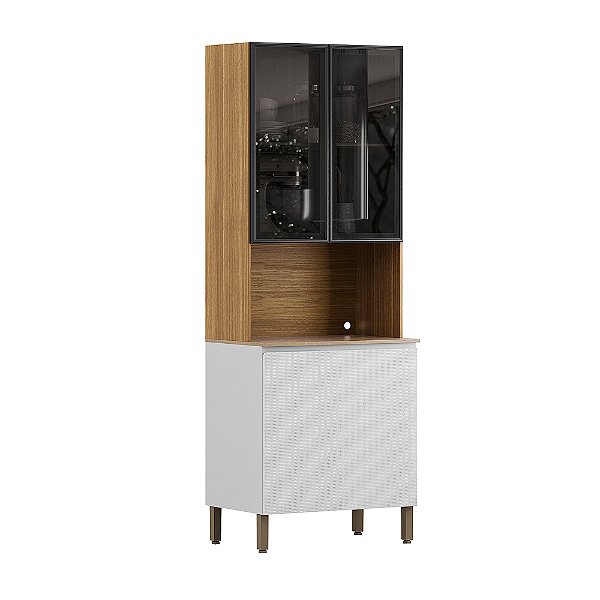 Paneleiro Armário Duplo 4 Portas Vidro Freijo / Artico