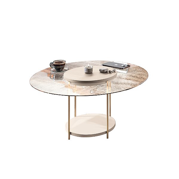 Mesa de Centro Sky Tampo de Vidro Off White - HB