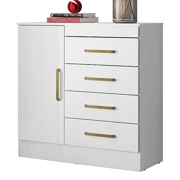 Cômoda 4 Gavetas Organizadora Montevideu Branco Flex