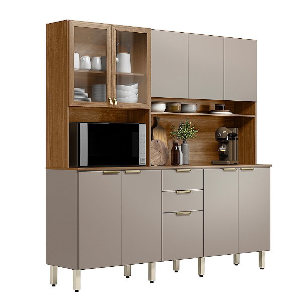 Cozinha Compacta 10 Portas Amora Amendola / Nude - Demóbile