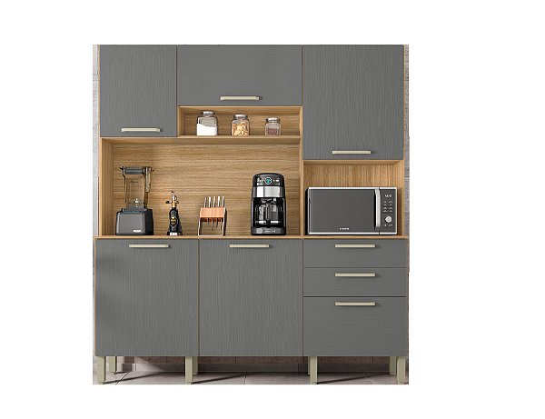 Cozinha Compacta Ferrara Freijo / Gris - Kits Parana