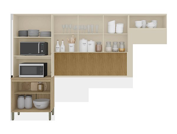 Cozinha Compacta Glam 2982 Freijo / Vanilla - Kits Parana