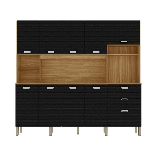 Cozinha Compacta Intense 2983 Freijo / Nero - Kits Parana