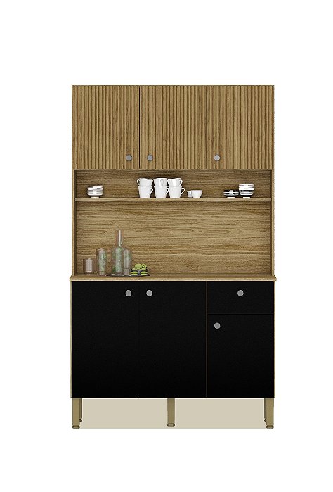 Cozinha Compacta Style 2491 Freijo / Nero - Kits Parana