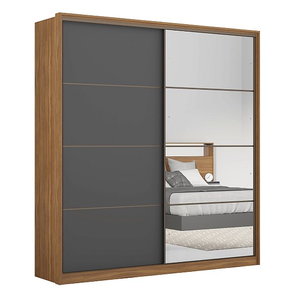 Guarda Roupa 2 Portas Belga Amendola / Grafito Demartêz