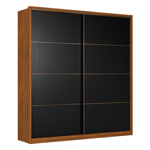 Guarda Roupa 2 Portas Belga Nogueira / Preto Prime Demartêz