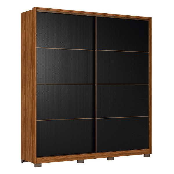 Guarda Roupa 2 Portas Belga Nogueira / Preto Prime Demartêz