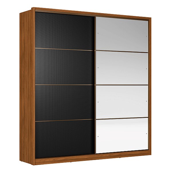 Guarda Roupa 2 Portas Belga Nogueira / Preto Prime Demartêz