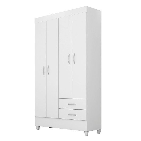 Guarda Roupa 4 Portas Astro Branco / Rosa Flex Demóbile