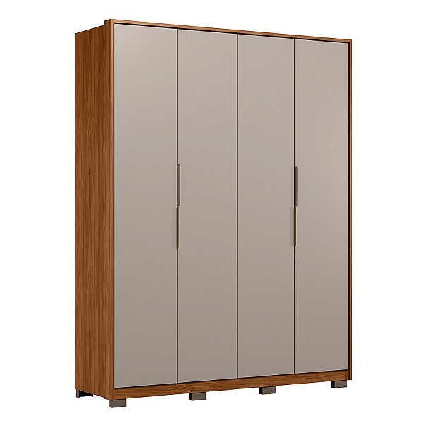 Guarda Roupa 4 Portas Attore Nogueira / Nude Prime Demartêz