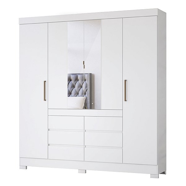 Guarda Roupa 4 Portas Cadis Casal Branco - Demóbile
