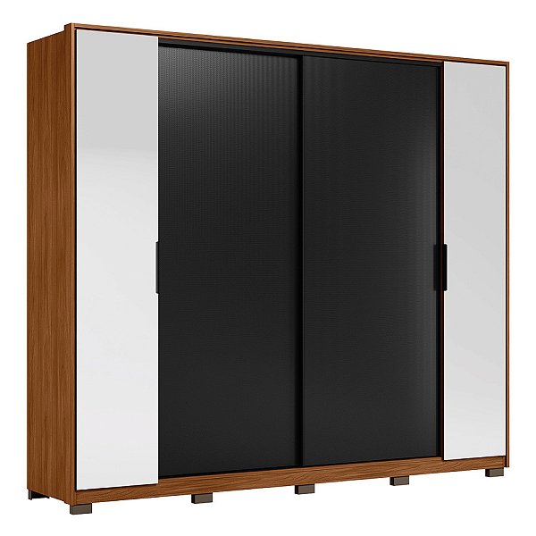 Guarda Roupa 4 Portas Laredo Nogueira / Preto Prime Demartêz