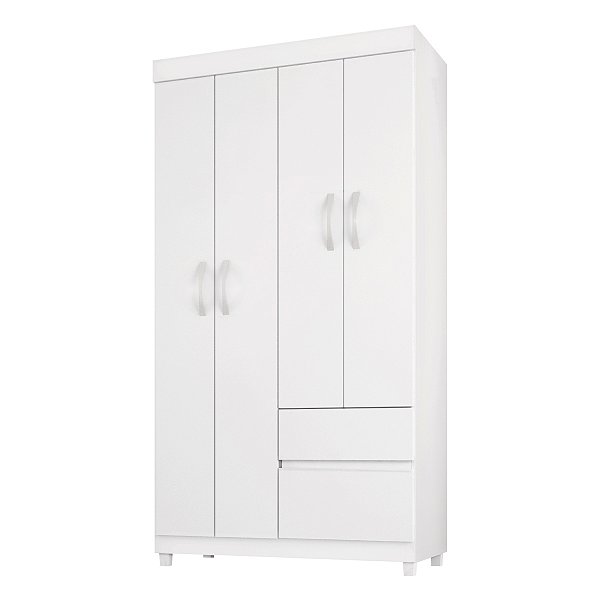 Guarda Roupa 4 Portas Lótus Branco / Rosa Flex Demóbile