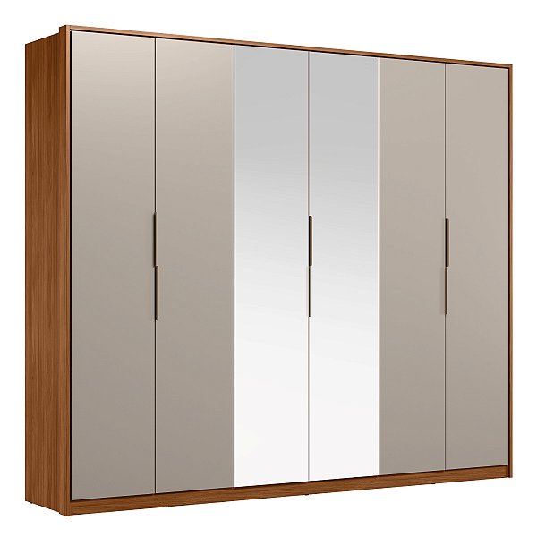 Guarda Roupa 6 Portas Atrice Nogueira / Nude Prime Demartêz