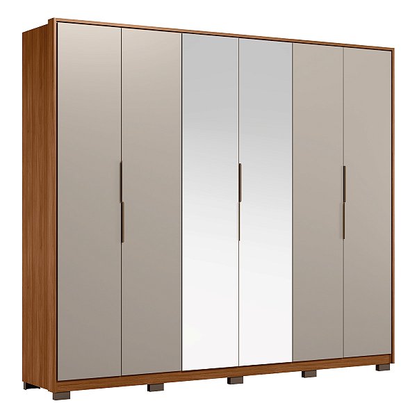 Guarda Roupa 6 Portas Atrice Nogueira / Nude Prime Demartêz