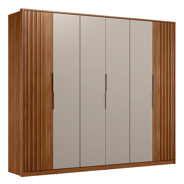 Guarda Roupa 6 Portas Atrice Nogueira / Nude Ripado Demartêz