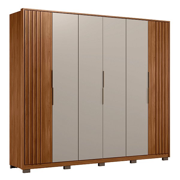 Guarda Roupa 6 Portas Atrice Nogueira / Nude Ripado Demartêz