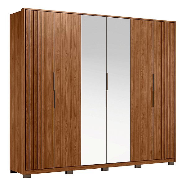 Guarda Roupa 6 Portas Atrice Nogueira Touch Ripado Demartêz