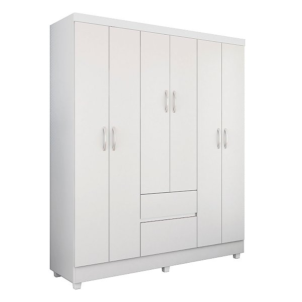 Guarda Roupa 6 Portas Flash 2 Branco / Rosa Flex Demóbile