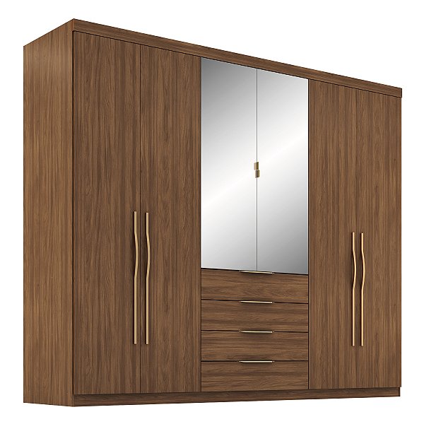 Guarda Roupa 6 Portas Giardino Nogueira Touch Demóbile