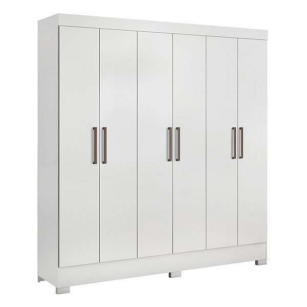 Guarda Roupa 6 Portas Prático Casal Branco Demóbile