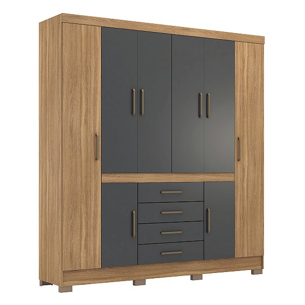 Guarda Roupa 8 Portas New Realce Amendola / Grafito Demóbile