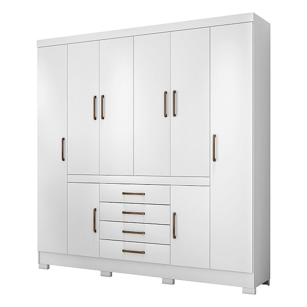Guarda Roupa 8 Portas New Realce Casal Branco Demóbile