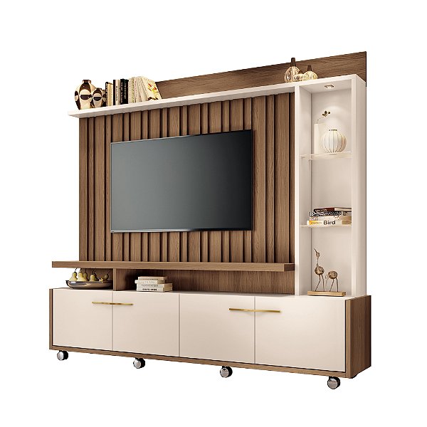 Home Theater Rack Titan Castanho / Off White - HB