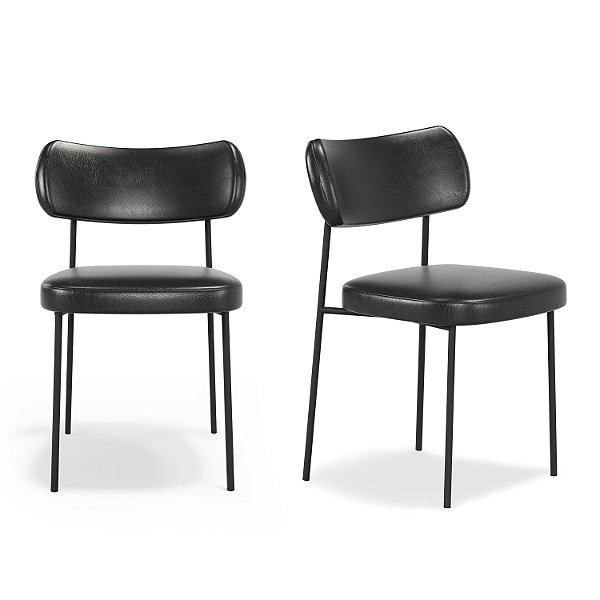Kit 2 Cadeira Estofada Sala de Jantar Mila Courissimo Preto