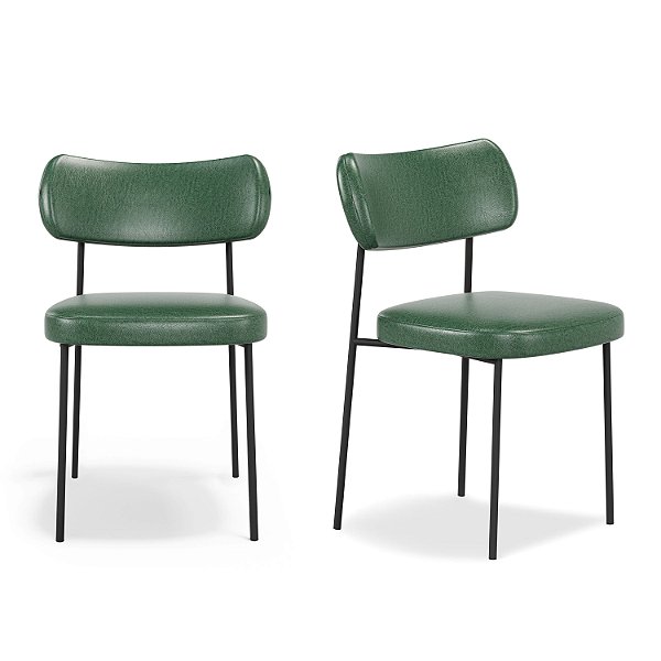 Kit 2 Cadeira Estofada Sala de Jantar Mila Courissimo Verde