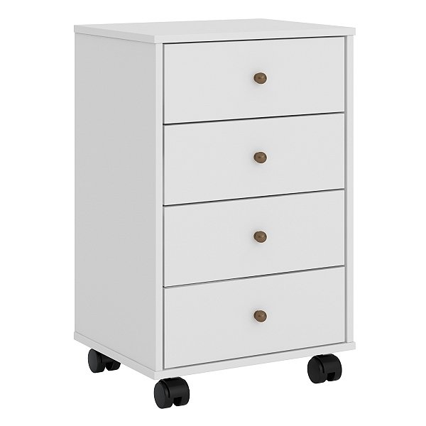 Mesa de Cabeceira 4 Gavetas Presence Branco - Demóbile