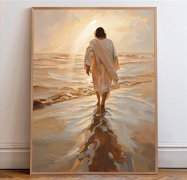 Quadro Decorativo Jesus Cristo Andando sobre as Águas Religioso Cristão