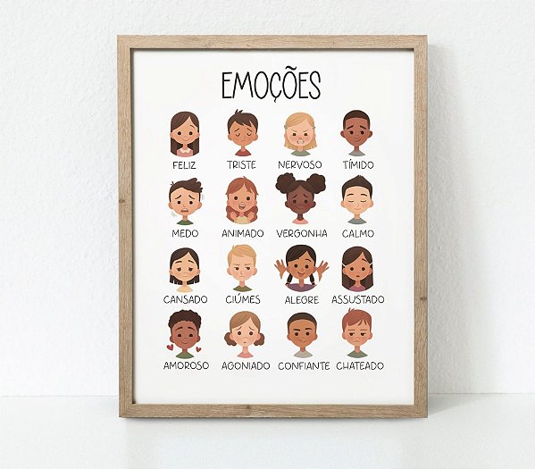 Quadro Emoções Sentimentos Crianças Feliz Triste Educativo