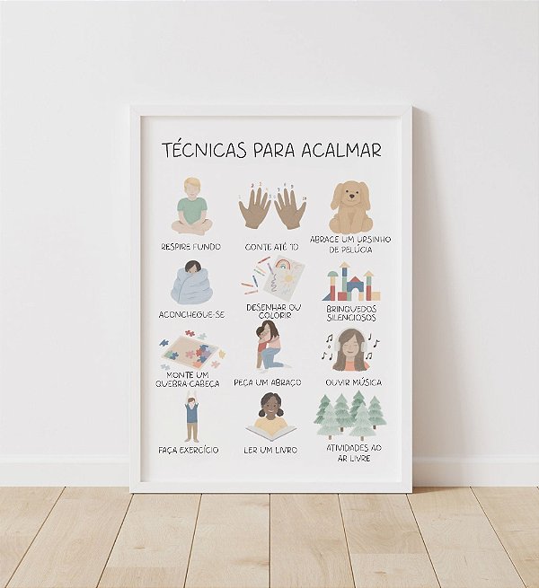 Quadro Técnicas para Acalmar Crianças Infantil Educativo Terapia