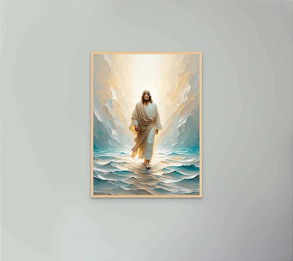 Quadro Decorativo Jesus Cristo Andando sobre as Águas Religioso Cristão