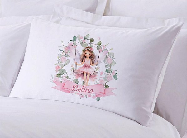 Fronha Infantil Fada Balanço Personalizada com Nome