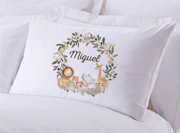 Fronha Infantil Safari Animais Personalizada com Nome