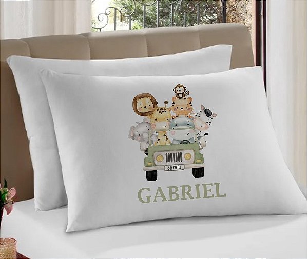 Fronha Infantil Animais Safari Personalizada com Nome