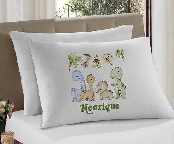 Fronha Infantil Dinossauros Personalizada com Nome