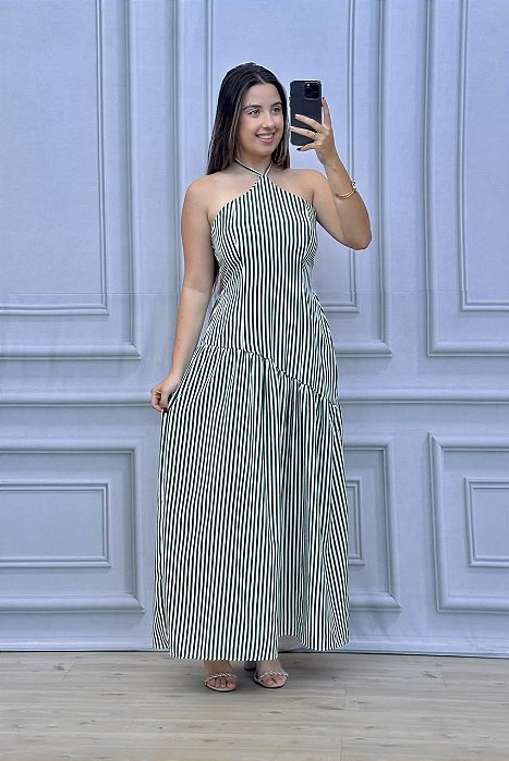 VESTIDO LONGO CREPE DUNA GLAUCIA