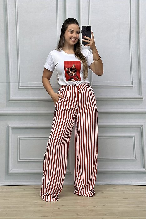 CALÇA CREPE DUNA LISTRADA JANETE