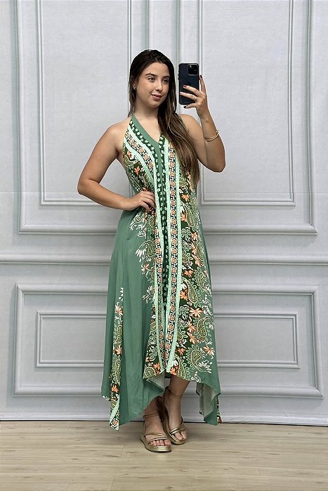 VESTIDO LONGO VISCOLINHO INDIANO ESTER