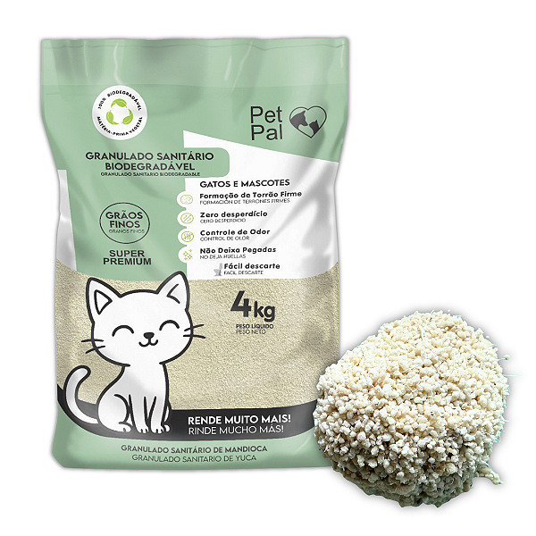 4 kg de Granulado Sanitária Biodegradável P/Gatos PetPal