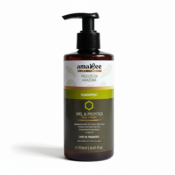 Shampoo Natural Fortalecedor de Mel e Própolis Amazônico AmaBee 250ml